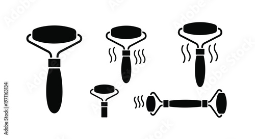 Set of 5 Black Jade Roller Vector Icons