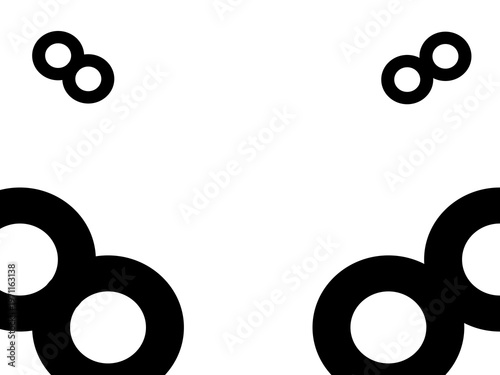 Minimalist black and white abstract graphic by bold circular elements on  transparent background