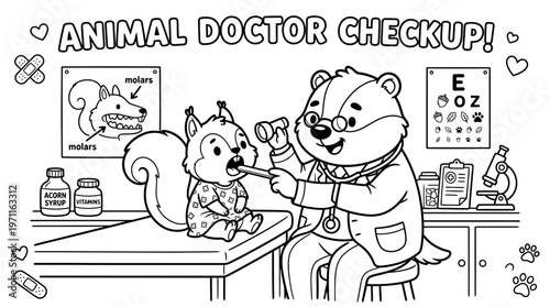 veterinary clinic doctor caring for animals vector illustration