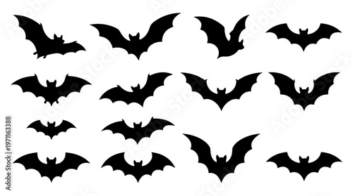 halloween bats silhouette flying vector illustration isolated