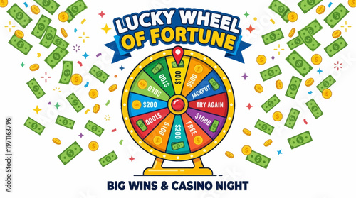 lucky wheel casino gambling game vector illustration