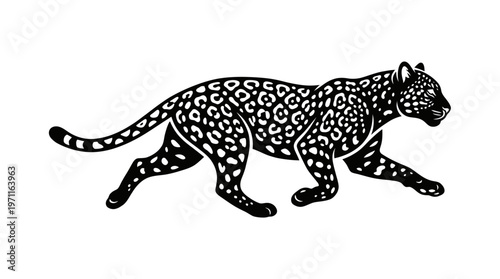 jaguar running silhouette wild animal speed vector illustration