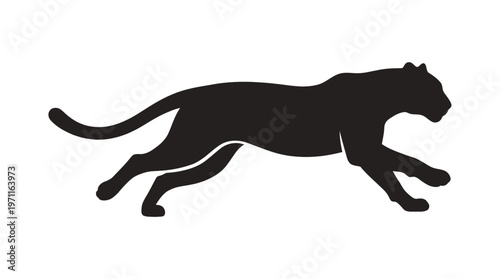 wild jaguar running silhouette animal vector illustration
