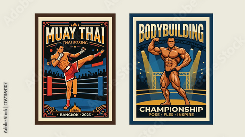 muay thai fighter boxing martial arts action vector illustration