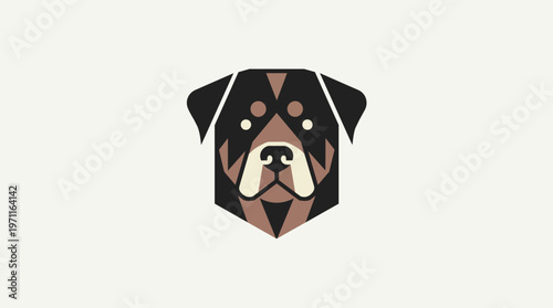 Geometric Rottweiler Dog Face.
