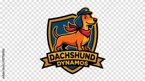 Dachshund Cartoon Character Logo.
