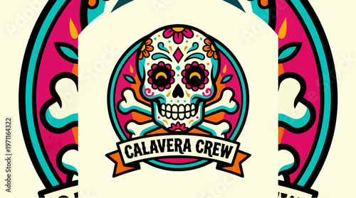 Colorful Skull Graphic Design Logo.