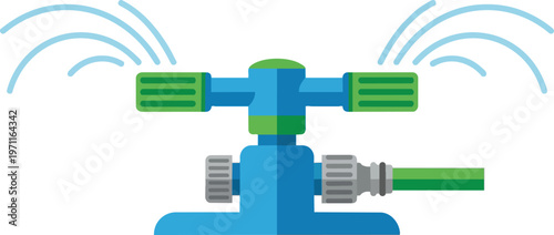 Blue and green water faucet.