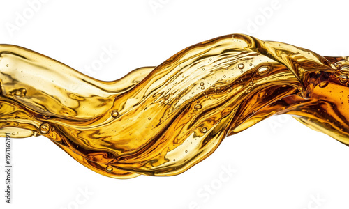 фотографія Dynamic amber fluid splashing wave texture, isolated transparent element for mot
