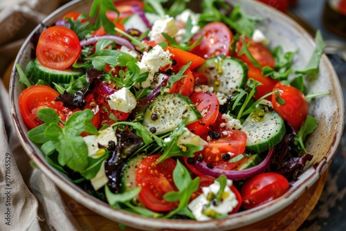 Salad recipe vegetable arugula produce.