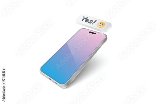 Smartphone with yes message notification for mobile communication and user interaction concept