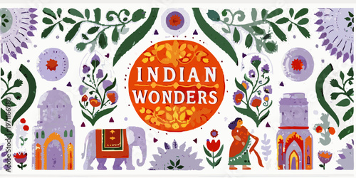 Indian wonders a colorful illustration of culture and iconic landmarks