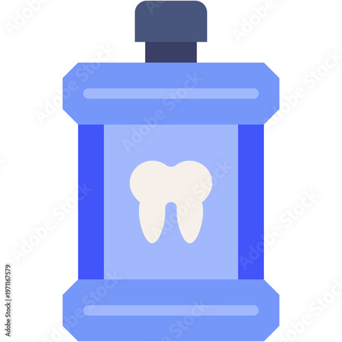 Mouthwash Bottle Vector Icon for Dental Hygiene Care