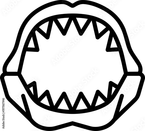 Cartoon shark mouth with teeth.