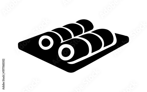 Sushi rolls icon representing japanese cuisine dining