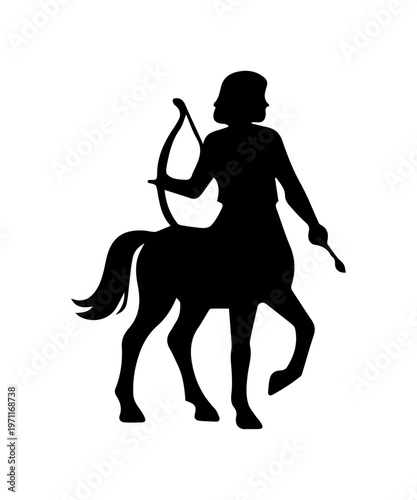 Male centaur silhouette standing with archery