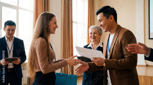 Handshake of young professionals, exchange students