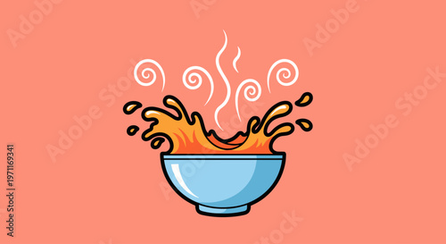 A stylized illustration of a steaming bowl of soup, conveying warmth and comfort, perfect for culinary or wellness concepts.