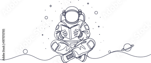 Meditating astronaut in space a sketch of cosmic contemplation and inner peace