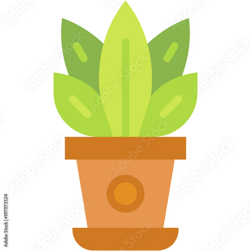 Indoor Plant Pot Vector Icon for Home Room Decoration and Nature