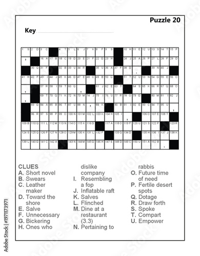 Printable Acrostic Word Puzzle Worksheet for Vocabulary and Brain Training