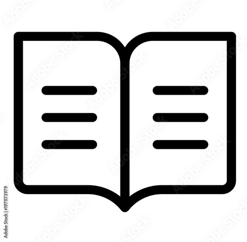 Open book icon. Outline open book icon for web design isolated on white background