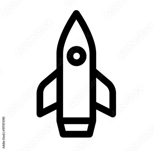 Rocket Icon Vector. Outline Rocket Sign. Isolated Contour Symbol Illustration