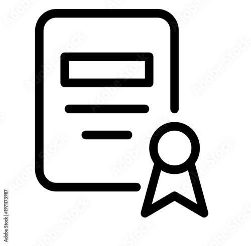 Certificate Icon Vector. Outline Certificate Sign. Isolated Contour Symbol Illustration