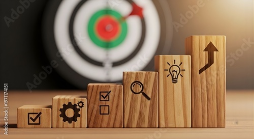 Business Strategy Growth Concept with Target and Icons