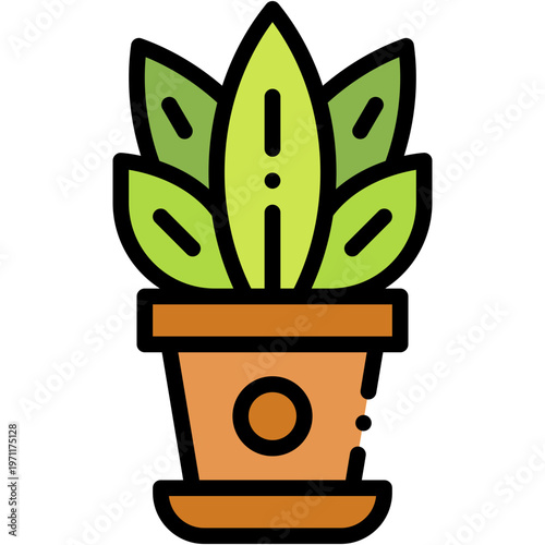 Indoor Plant Pot Vector Icon for Home Room Decoration and Nature