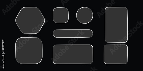 Glass Effect Geometric Shapes on Black Background