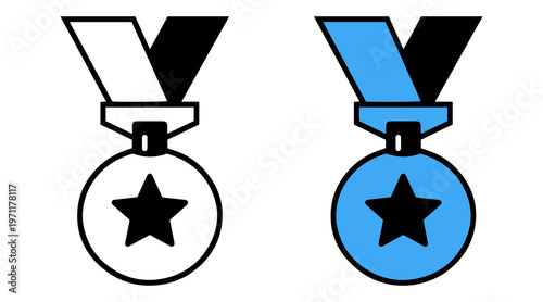 award medal icon set vector eps10