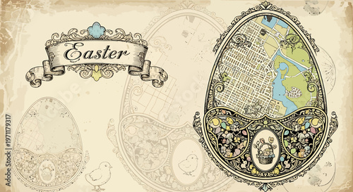 Easter egg with map design.