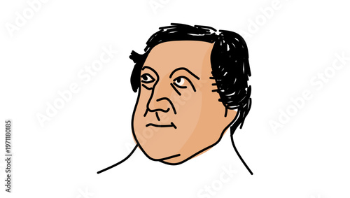 Gioachino Rossini portrait, flat vector illustration