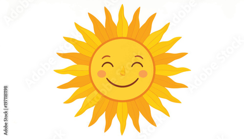 Smiling Cartoon Sun with Happy Face.