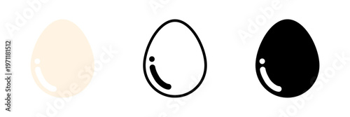 卵アイコンセット リアル形状のエッグシンボル 食品・朝食に使えるシンプルベクター素材 / Egg icon set realistic shape food breakfast simple vector
