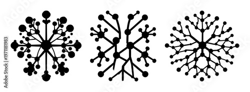 Neural network set with solid black icon on white background featuring branching nodes, digital, connectivity with line art and minimalist