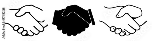 Neighbor handshake icon set with a single solid black icon on a white background featuring handshake, community, cooperation with solidarity and friendliness