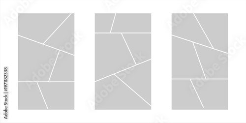 Image collage layout template. Mosaic mood board grid collection. Picture frame set. Photo album concept idea for banner, poster, comic page, flyer, brochure, booklet, memory wall design. Vector pack