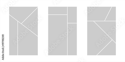 Image collage layout template. Mosaic mood board grid collection. Picture frame set. Photo album concept idea for banner, poster, comic page, flyer, brochure, booklet, memory wall design. Vector pack