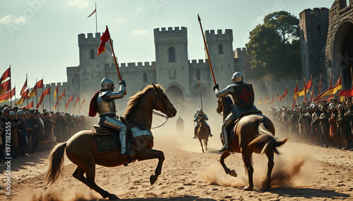 Medieval Knights Jousting Tournament at a Royal Faire
