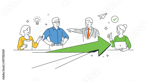 A simple clarity of next action scenario where professionals instantly recognize what step to take in a workflow without confusion, using a visual