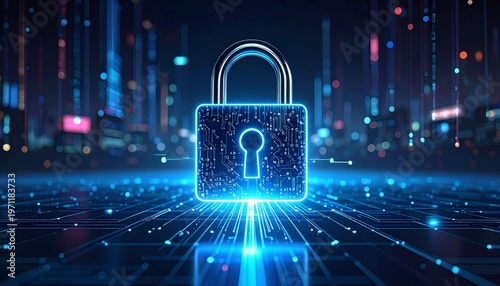 Digital padlock representing data security