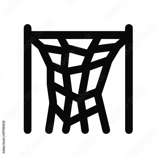 Black silhouette of a basketball hoop net on a white background sports equipment icon