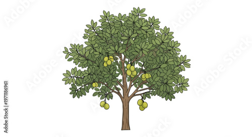 Hand Drawn Illustration of a Fruit Bearing Tree