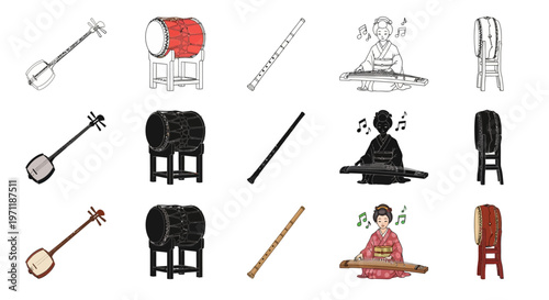 Collection of Japanese Traditional Musical Instruments