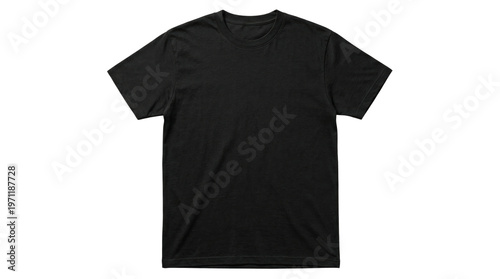 Photos Plain black cotton t-shirt flat lay template