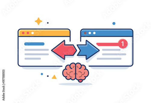 Context switching and fragmented attention in multitasking environments focused on frequent task interruptions and reduced efficiency during work