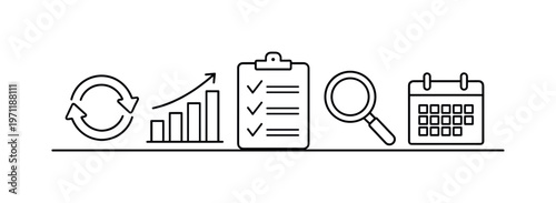 Business reporting cycle and periodic review process for evaluating performance and guiding continuous improvement strategies, document, refresh