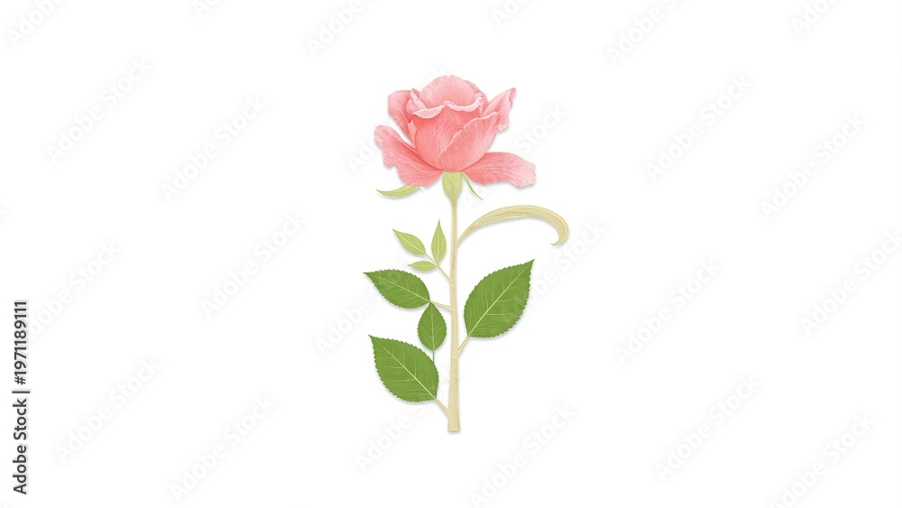Obraz premium Elegant Pink Red Rose Floral Cutout on Transparent Background